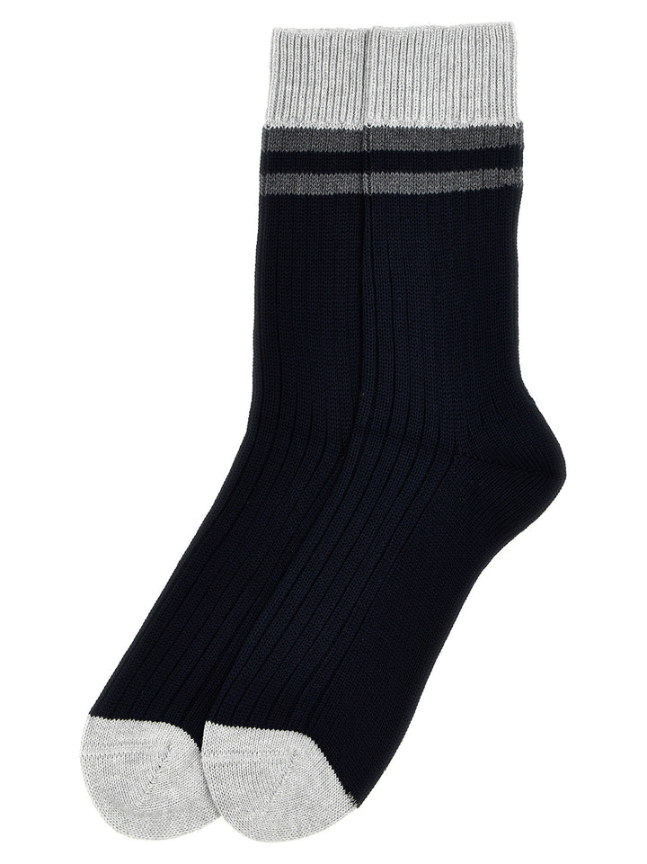 Striped Cotton Socks Blue