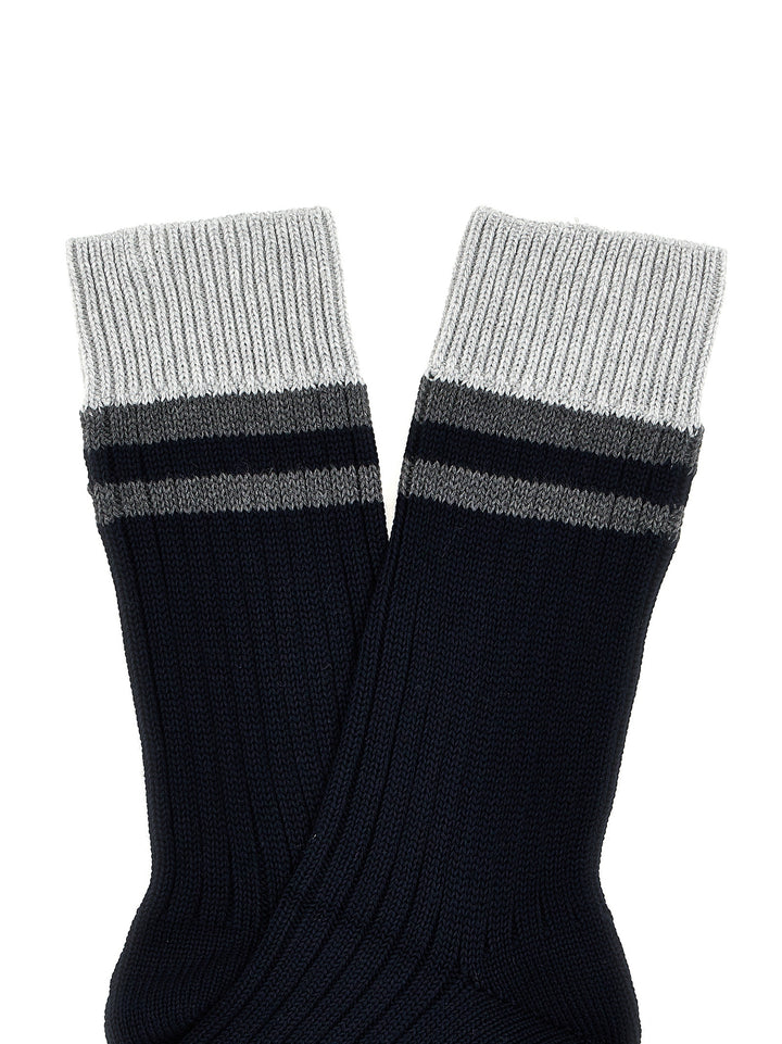 Striped Cotton Socks Blue