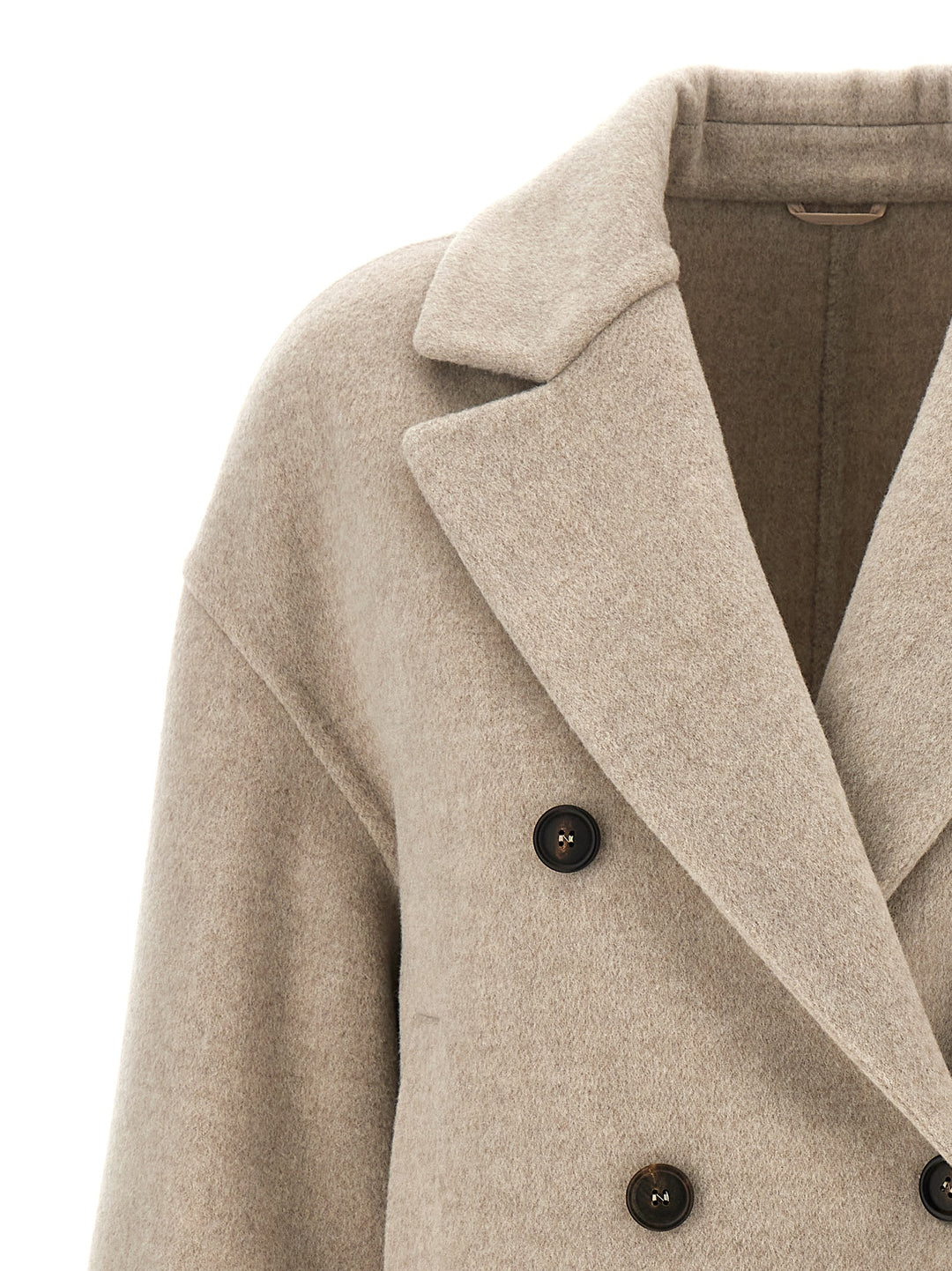 Double-Breasted Short Coat Coats, Trench Coats Beige