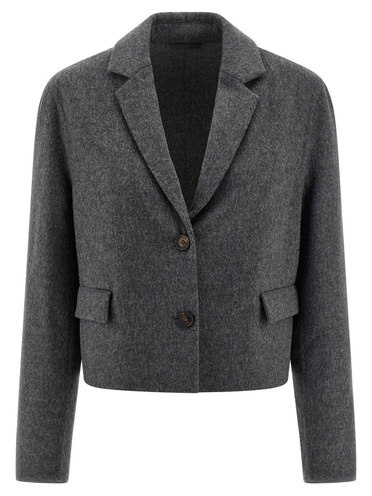 Crop Blazers Gray
