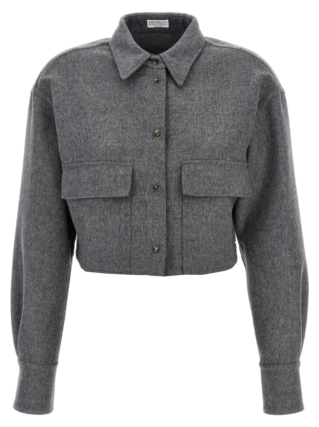 Cropped Cashmere Shirt Shirt, Blouse Gray