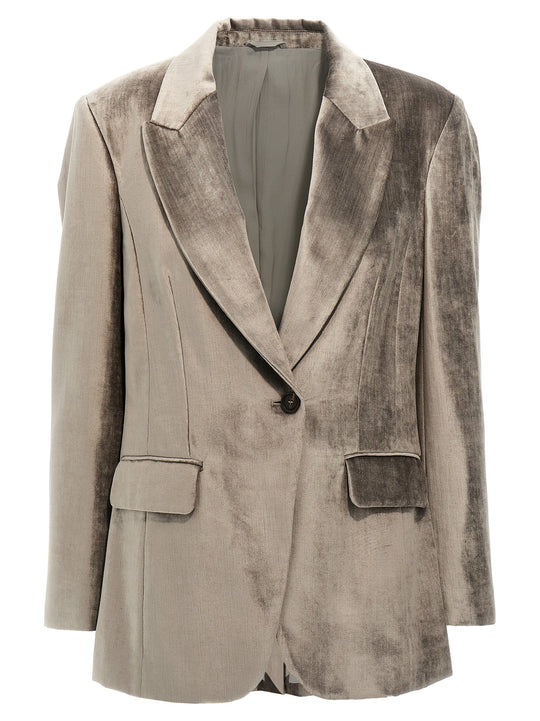 Single-Breasted Chenille Blazer Blazers Gray