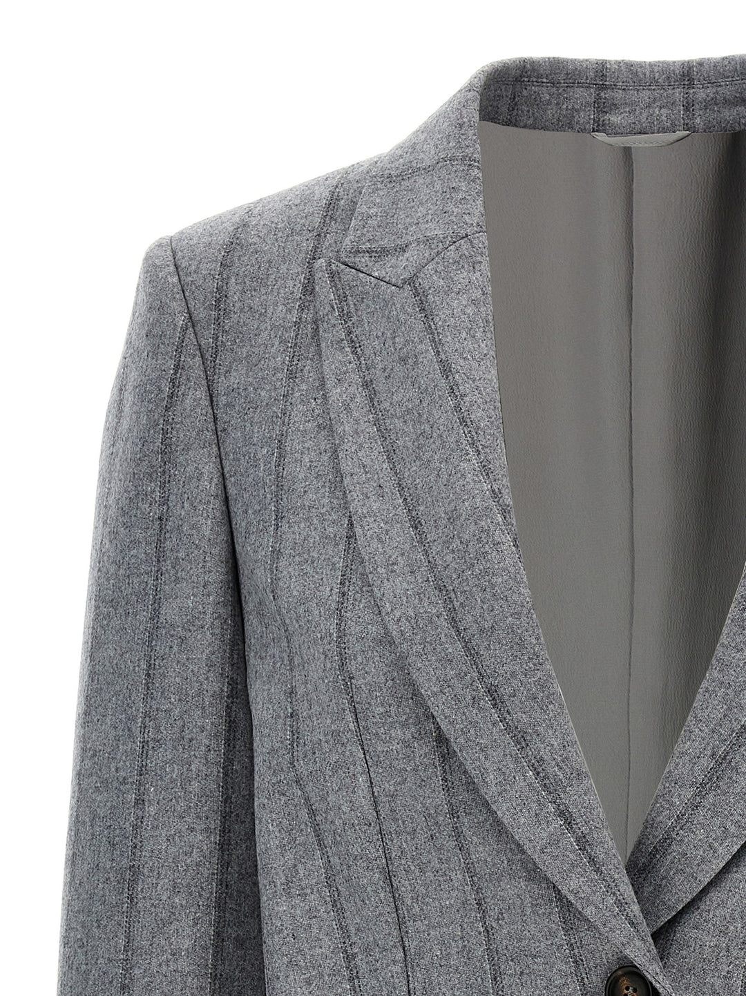 Pinstriped Cropped Blazer Blazer And Suits Gray