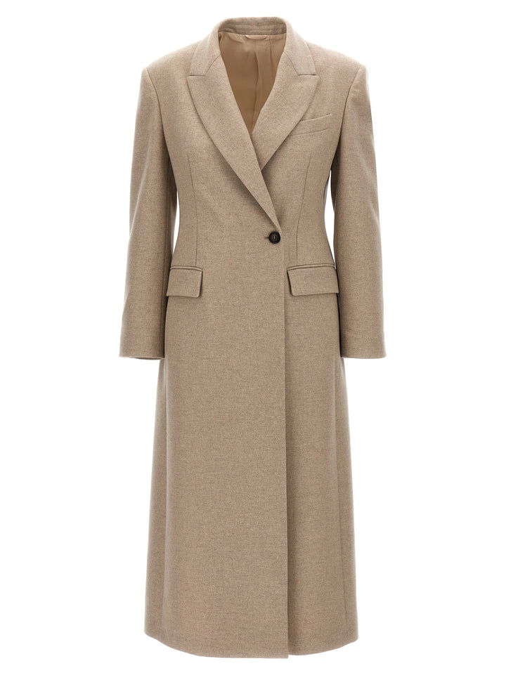 Single-Breasted Wool Coat Coats, Trench Coats Beige