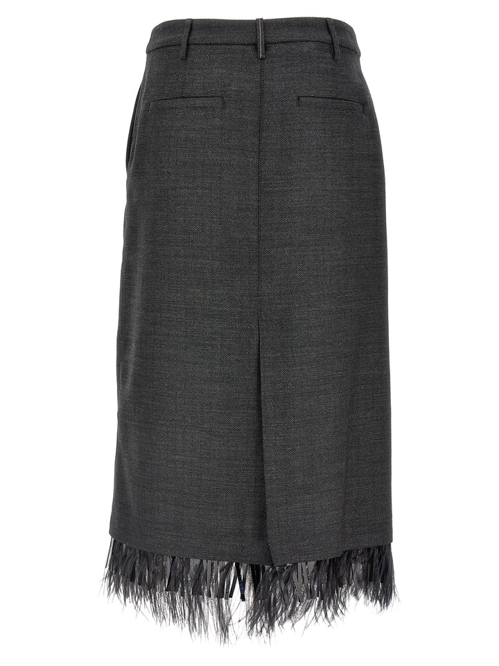 Skirt Hem Feathers Sequins Skirts Gray