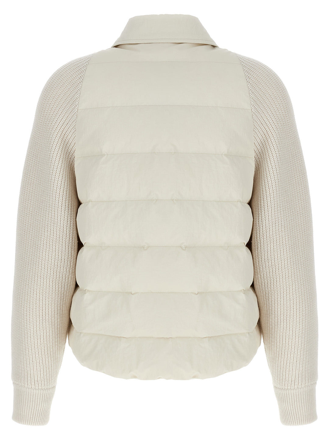 Brunello Cucinelli Shiny Flap Detail Puffer Jackets - White | 0046c45ebc66223a0eb8c3778cb905ead4921b39