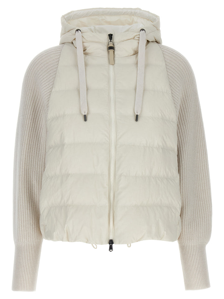 Brunello Cucinelli Two-Material Puffer Jacket Puffer Jackets - White | 0be82a5ce7045ac256f593dc7e4da527831bc9c7
