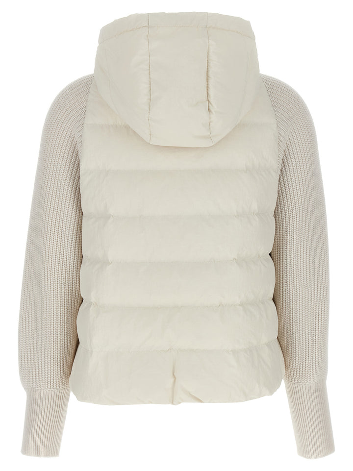 Brunello Cucinelli Two-Material Puffer Jacket Puffer Jackets - White | 47570c98ab64479fbc2be556f9da0d6f3a5e0b45