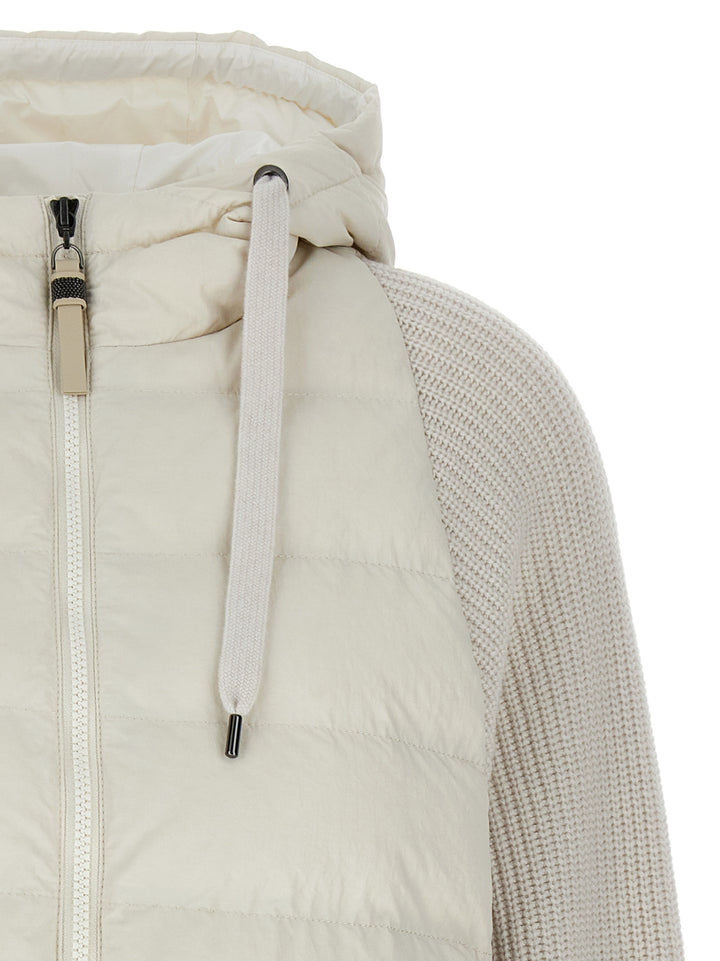 Brunello Cucinelli Two-Material Puffer Jacket Puffer Jackets - White | 1c0a0cf3be75f25c8d0cb411a446af507262f9ed