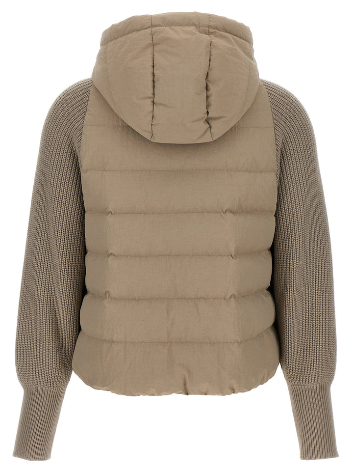 Brunello Cucinelli Two-Material Puffer Jacket Puffer Jackets - Beige | 10f063c3acfdf04e4b8cca747225065cf4f0b57c