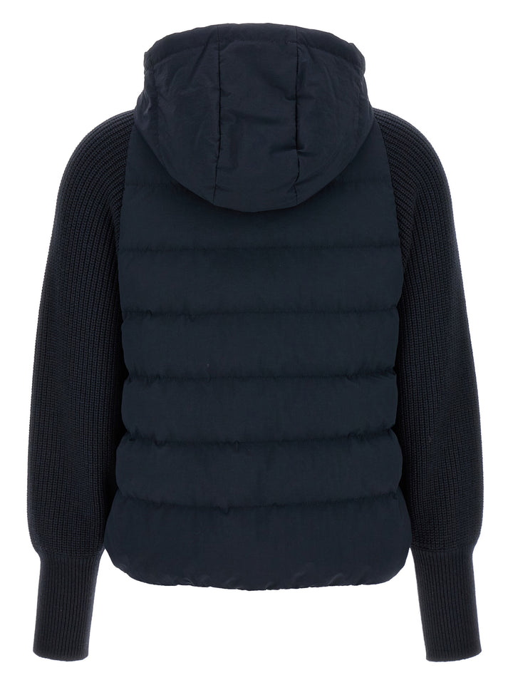 Brunello Cucinelli Two-Material Puffer Jacket Puffer Jackets - Blue | b15f9dd67fd12c59a575d924e9b8a71c0200f50e