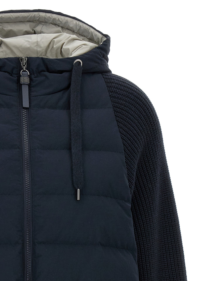 Brunello Cucinelli Two-Material Puffer Jacket Puffer Jackets - Blue | e30d816993e6fdf01dcae4a6dbce2d426421c8f3