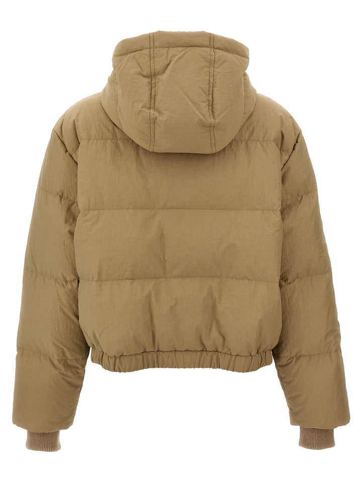 Hooded Knit Insert Down Jacket Casual Jackets, Parka Beige