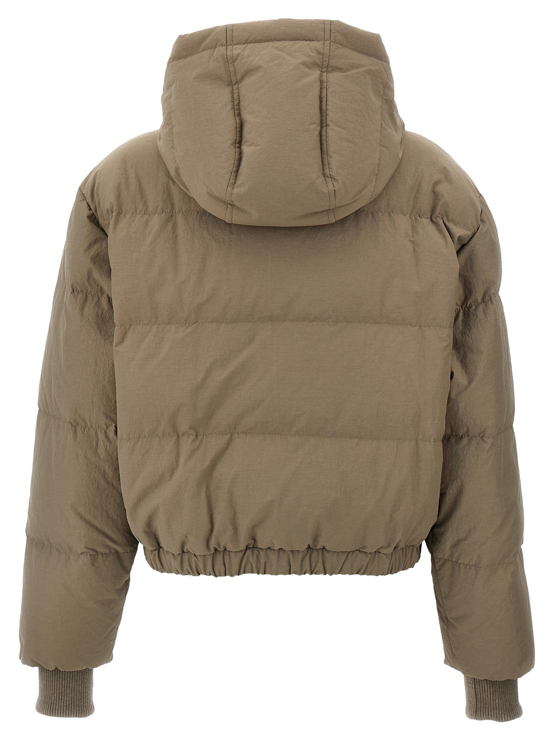 Hooded Knit Insert Down Jacket Casual Jackets, Parka Beige