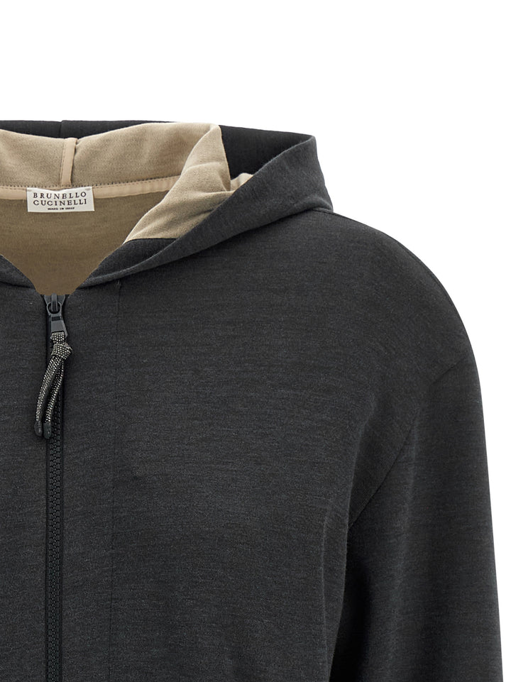 Brunello Cucinelli Monile Hoodie Sweatshirt - Gray | 276dbacca61cd6fe1c1a9dfbe42c4097569575bb