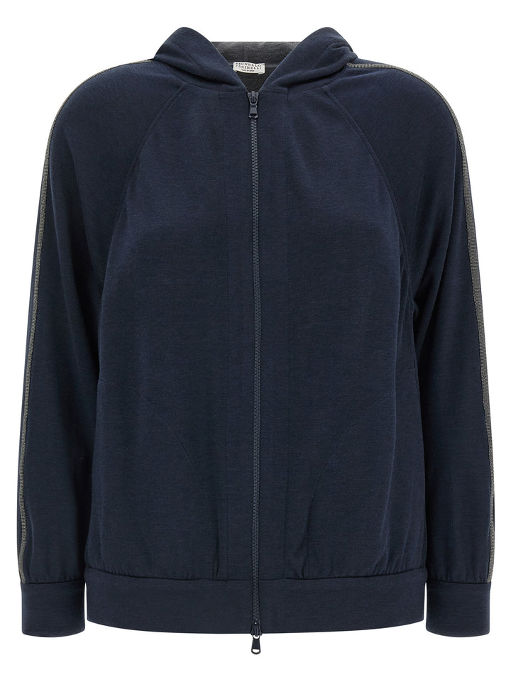 Brunello Cucinelli Monile Hoodie Sweatshirt - Blue | 9601f679331b81d12d17dff78ffde341265cb690
