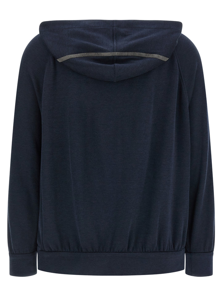 Brunello Cucinelli Monile Hoodie Sweatshirt - Blue | 13c916cd93368bdec8111fa335325235cf946e60