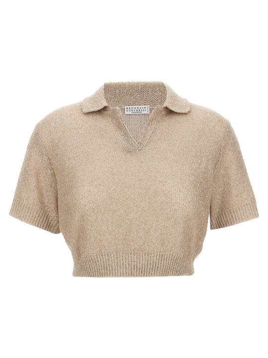 Sequin Shirt Polo Beige