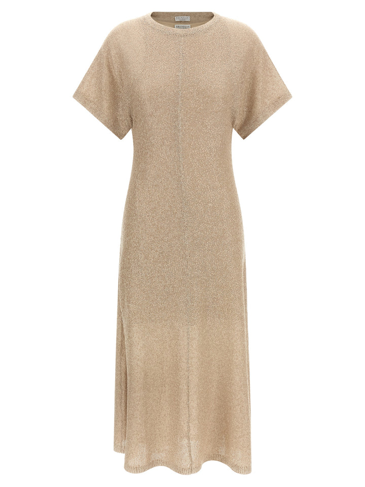 Brunello Cucinelli Sequin Dress Dresses - Beige | 217067584771064ebc2fb1e5c9e9a4a9d3d9e386