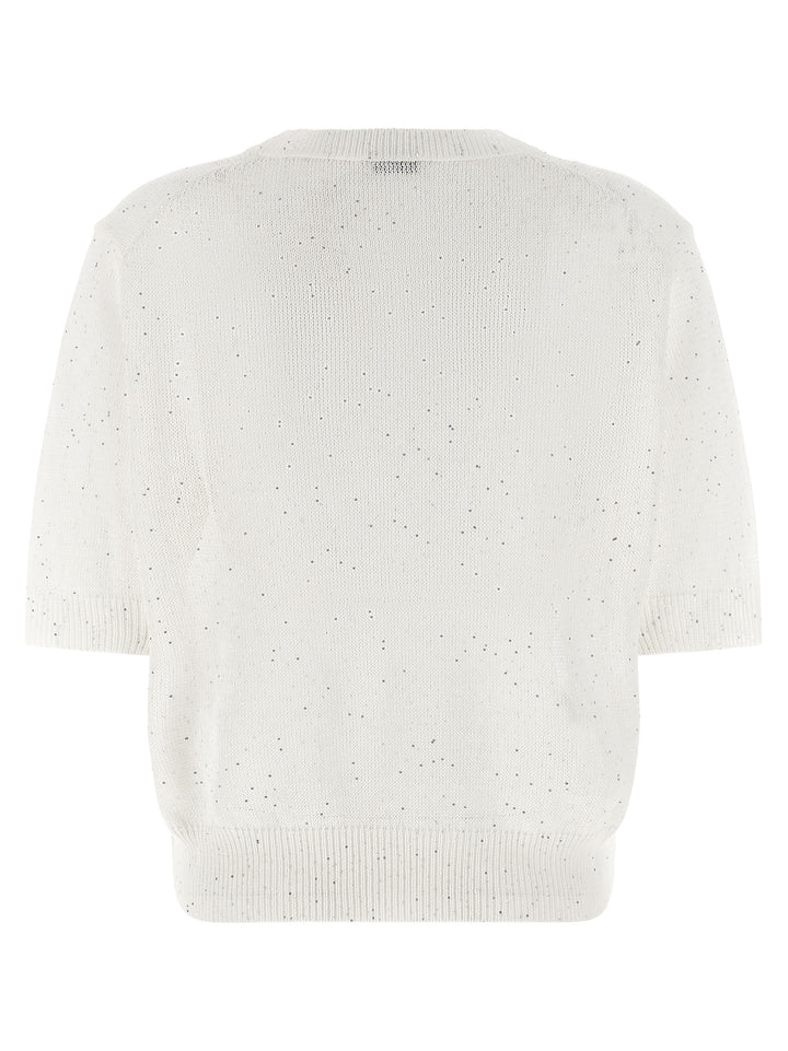 Brunello Cucinelli Sequin Sweater Sweaters and Cardigans - White | 5bfe54ae9d608b97d23057363399109663f11d60