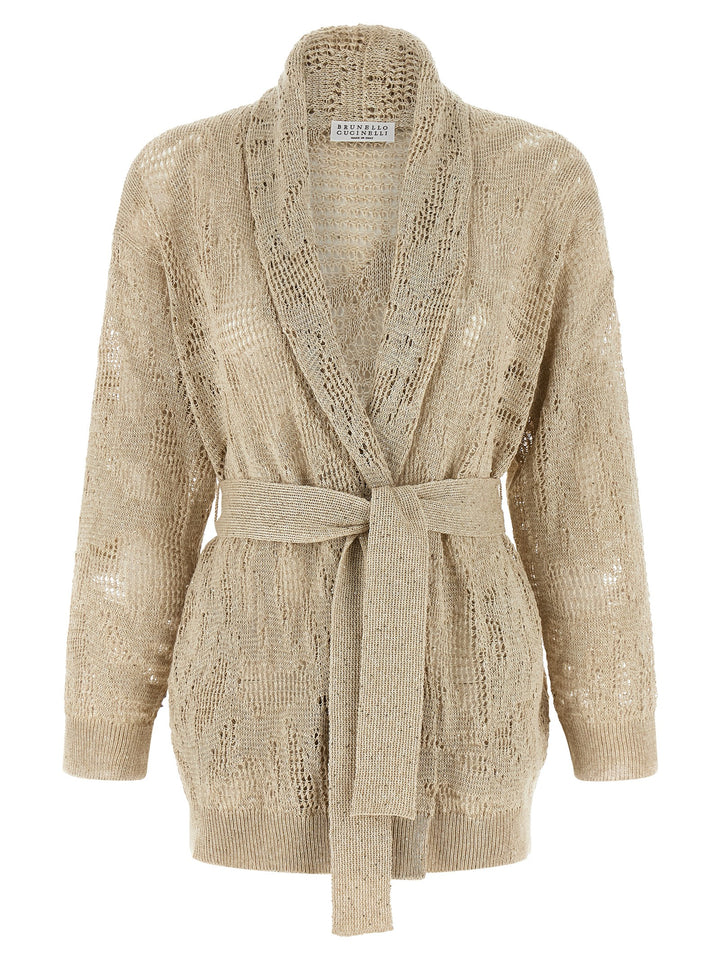 Brunello Cucinelli Crochet Cardigan Sweaters and Cardigans - Beige | d0f6b5a79e37010c3e81e898ea832cf30939a1e1