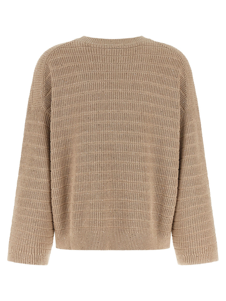 Brunello Cucinelli Diamond Cotton Sweater Sweaters and Cardigans - Beige | cfdc794a51a9184955f59665a8c9f294f1e2fef2