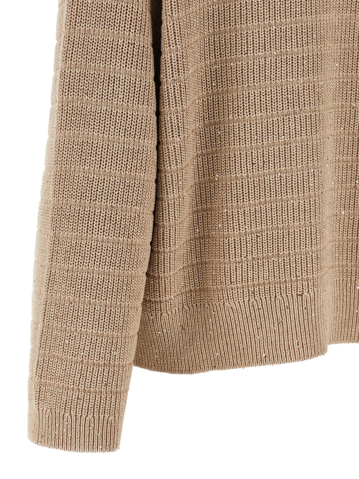 Brunello Cucinelli Diamond Cotton Sweater Sweaters and Cardigans - Beige | dc71a440445848c629e9e290f63c1885233da612