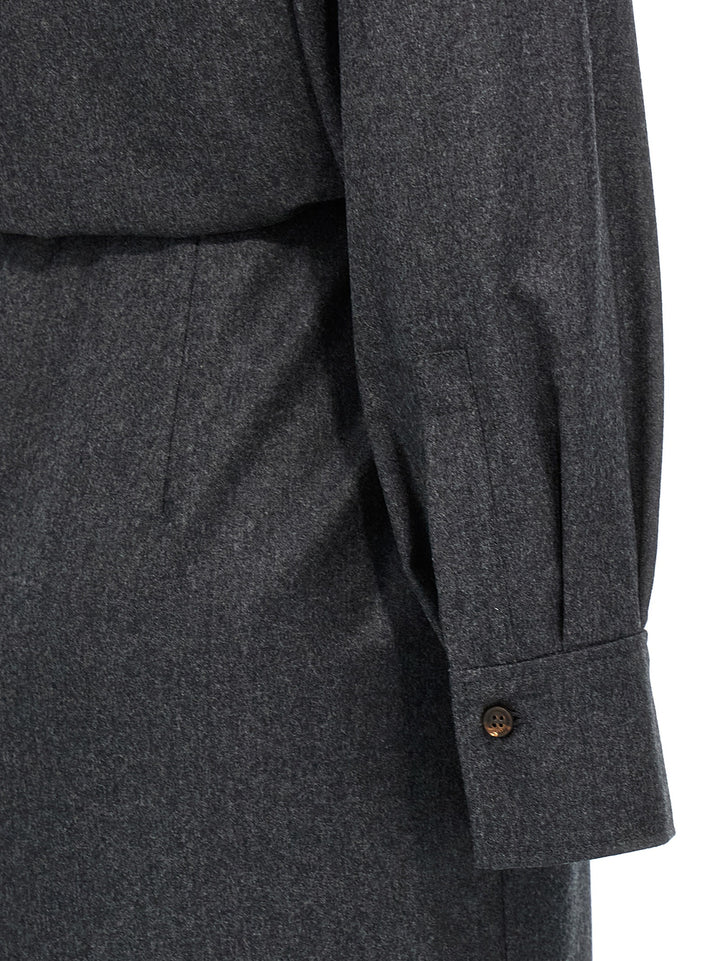 Brunello Cucinelli Wallet Chemisier Dress Dresses - Gray | f73d51fde3b53c4da6806508fb563d2b0a20ceee