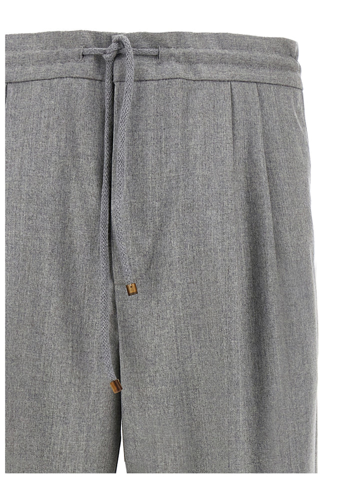 Front Pleat Pants Gray