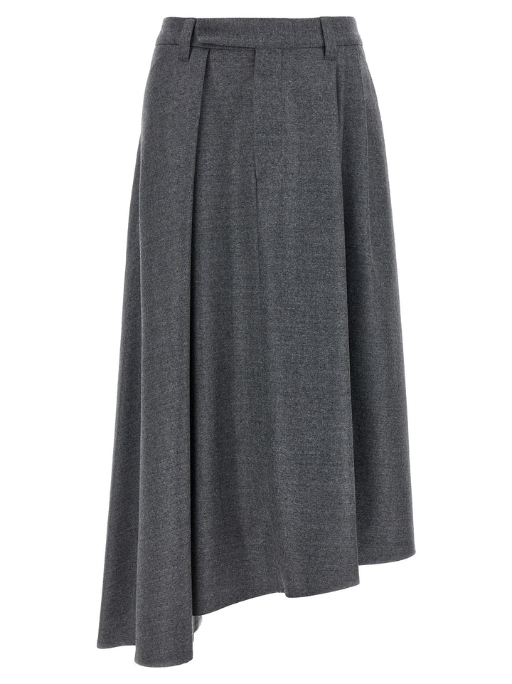 Brunello Cucinelli Asymmetrical Wool Skirt Skirts - Gray | 8023773d6841c8a4eee1b4b5b660ff74e827b095