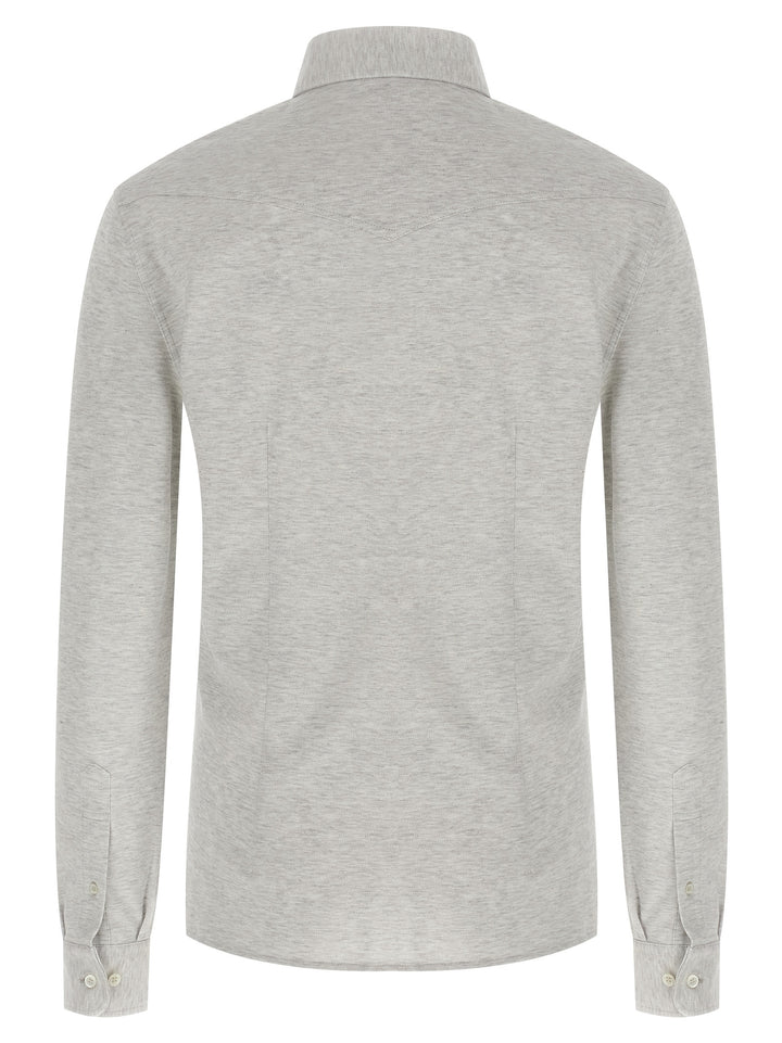 Brunello Cucinelli Piqué Cotton Shirt Shirt and Blouse - Gray | a757367fb5a94d2019363a30c5829efed0b96131