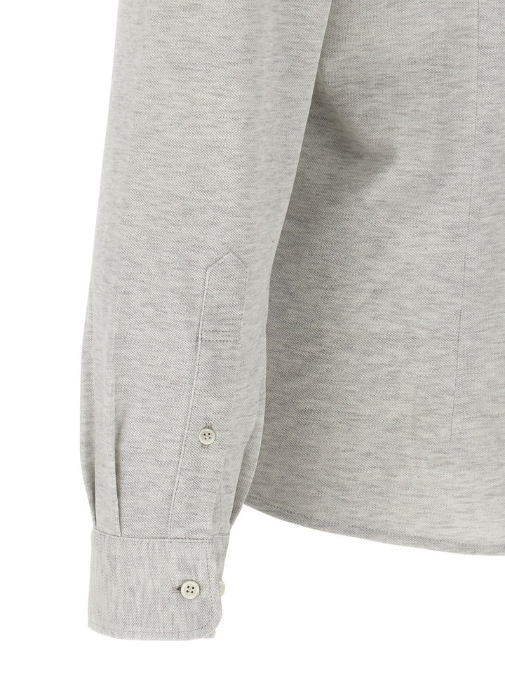 Brunello Cucinelli Piqué Cotton Shirt Shirt and Blouse - Gray | 005a81afe80edf84a8d48fd15249c9744ed71467