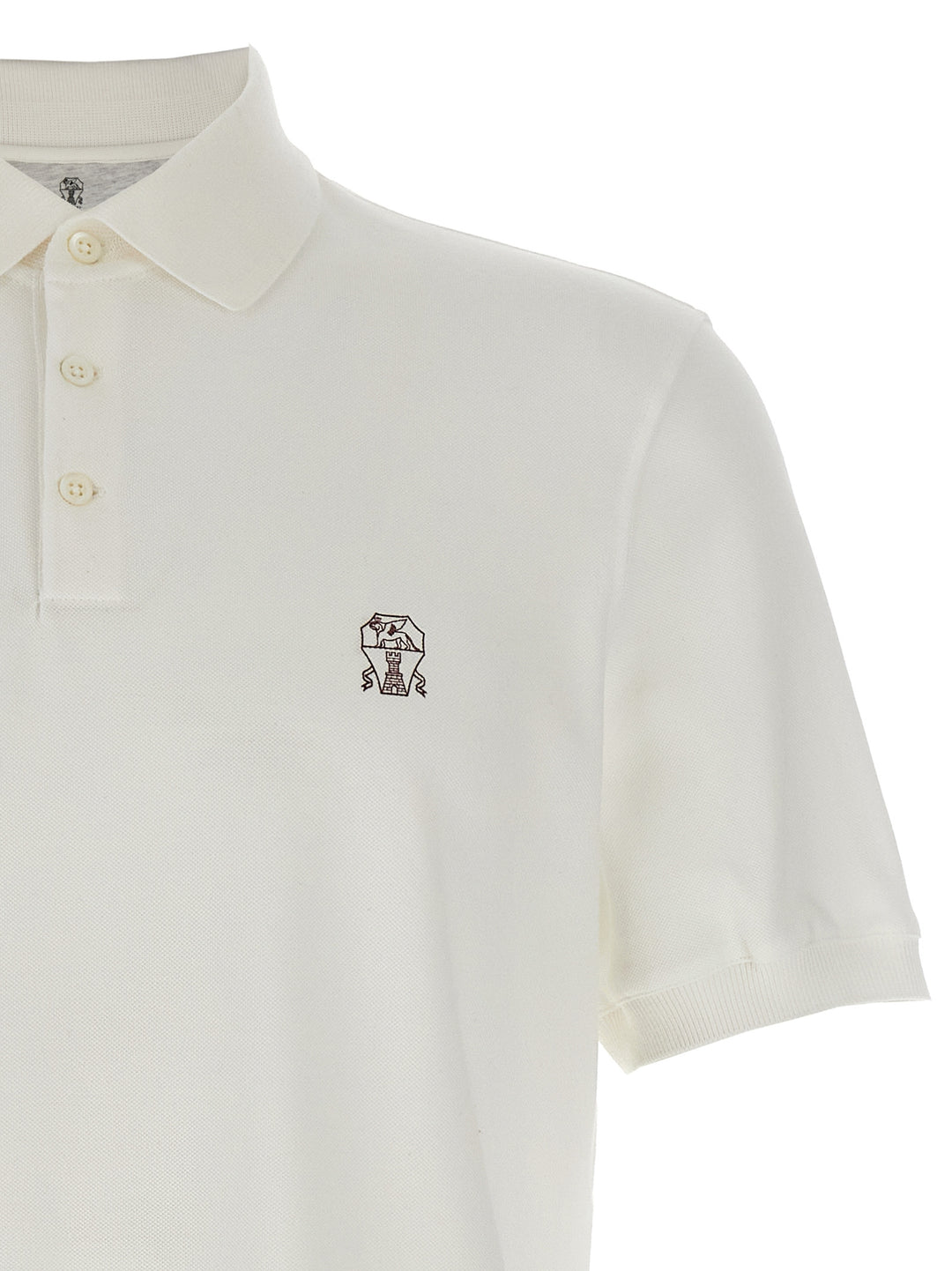 Brunello Cucinelli Piqué  Shirt Polo - White | d2cf264ea6cb91a2e76571b3ff7efdda5ca77a19