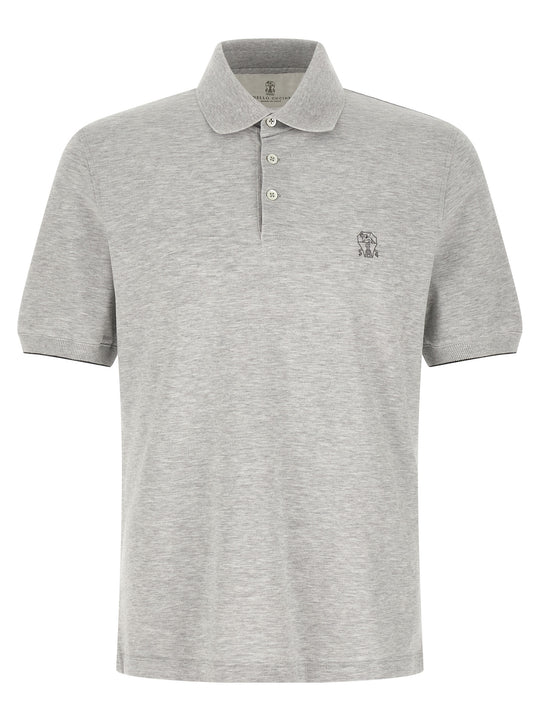 Logo Piqué Shirt Polo Gray