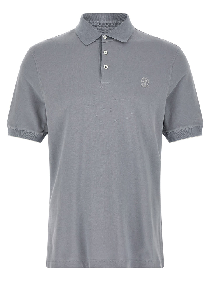 Brunello Cucinelli Piquet  Shirt Polo - Light Blue | 5653412cb3a51cea72b4a72494b4d9a6a3459455