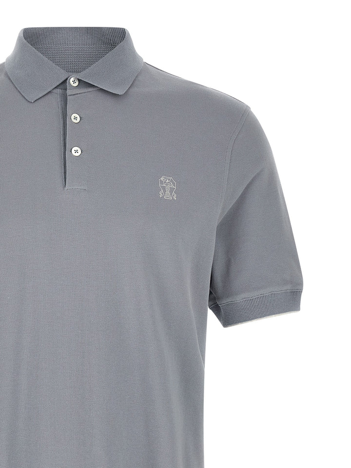 Brunello Cucinelli Piquet  Shirt Polo - Light Blue | 0b3464420e009c6e7b38b388e13d6a2279ee64d8