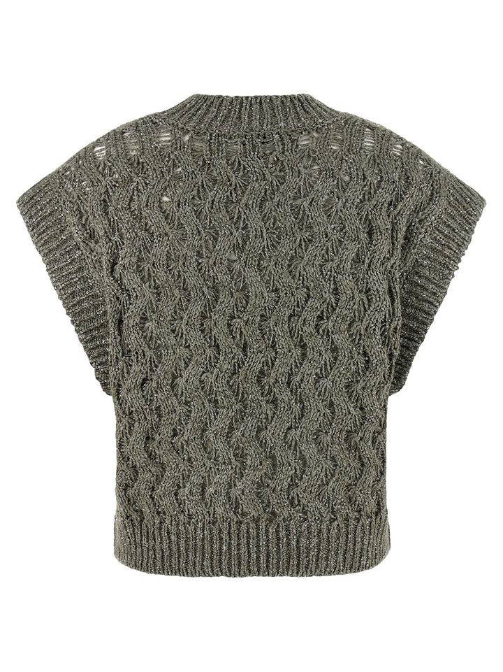 Brunello Cucinelli Dazzling Cable Gilet - Green | caafaf9ac9acee34767bfe7d2a6bec5144c5b1d6