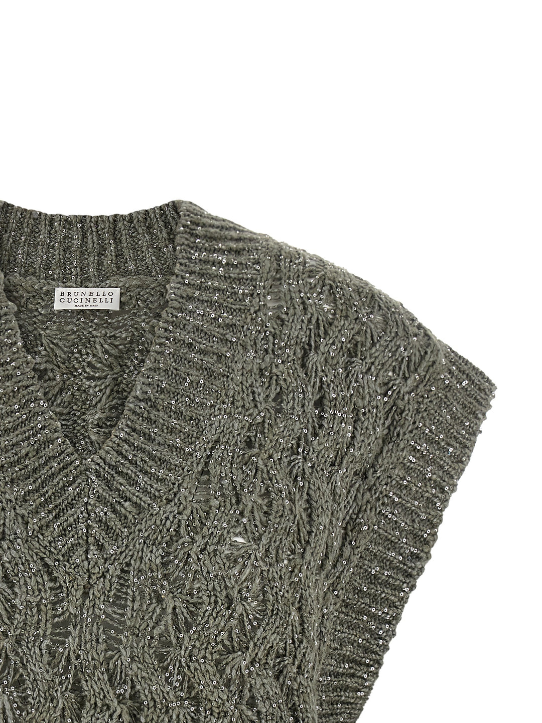 Brunello Cucinelli Dazzling Cable Gilet - Green | 654615282cd1dc86eacb9ef6e0dd83e9b5fc03f7