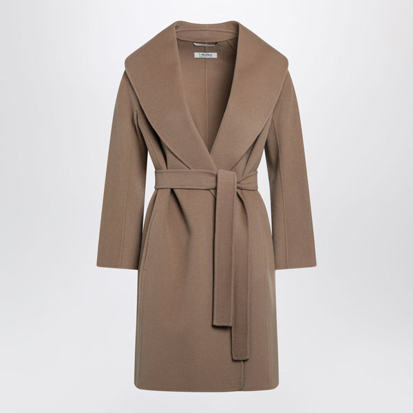 Camel Double Wool Wrap Coat