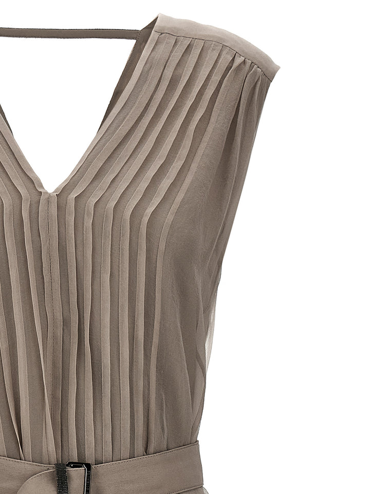 Brunello Cucinelli Silk Dress Dresses - Beige | 137b285dad2460a9b7ae3033b91663a2e32ca3c0