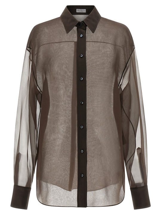 Organza Shirt Shirt And Blouse Brown