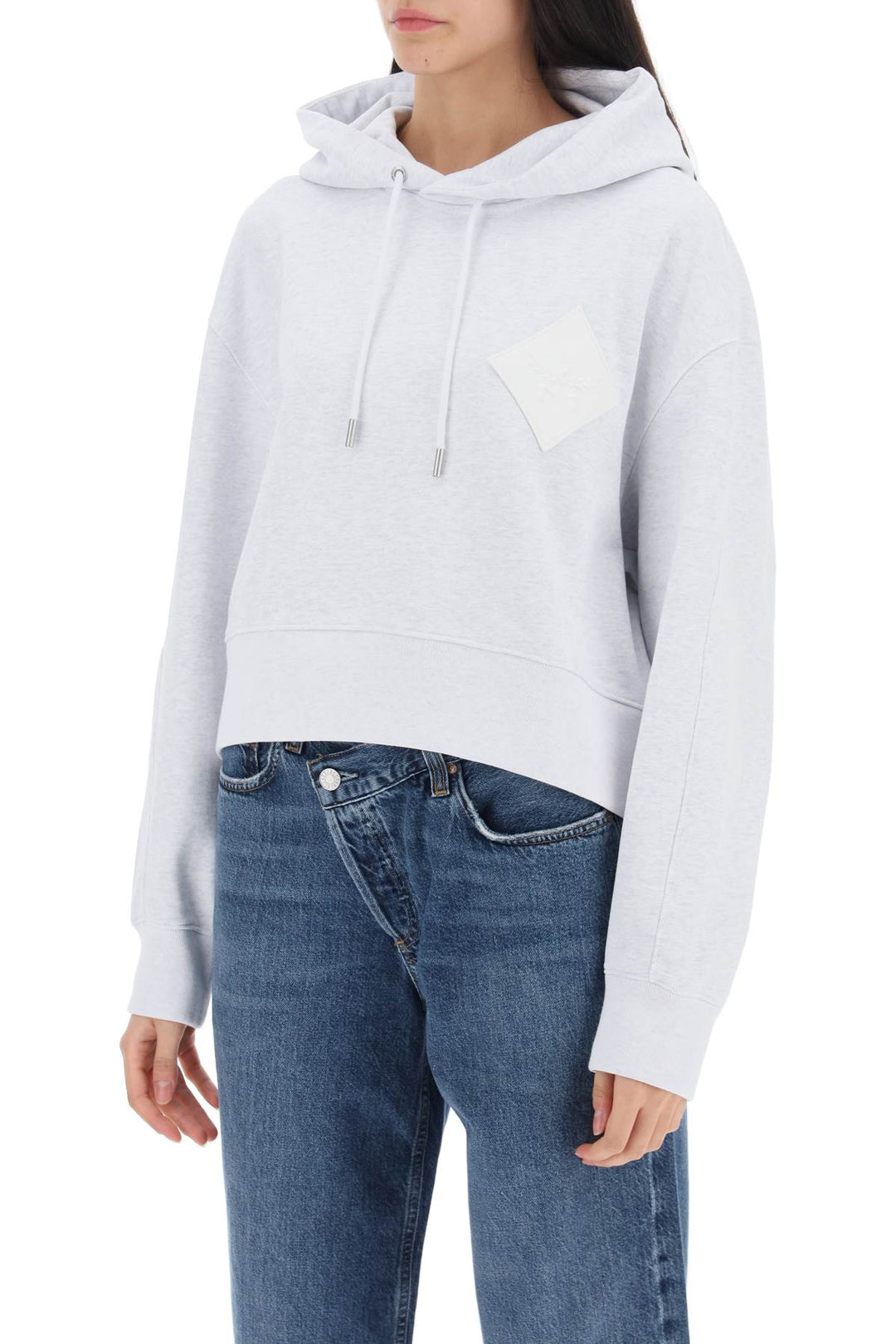 Cropped Hoodie With Logo Patch