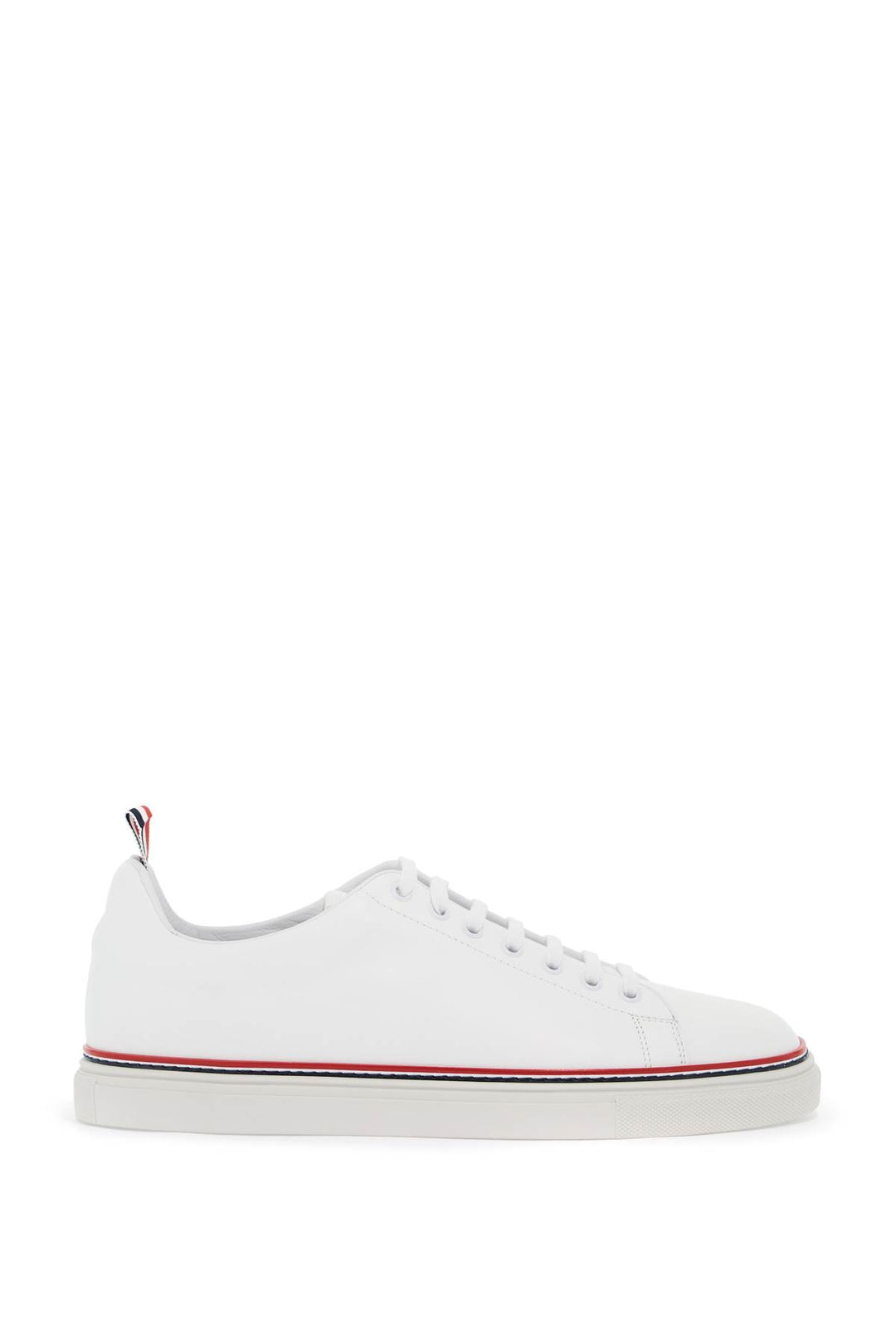 Sneakers In Pelle Liscia Con Dettaglio Tricolore