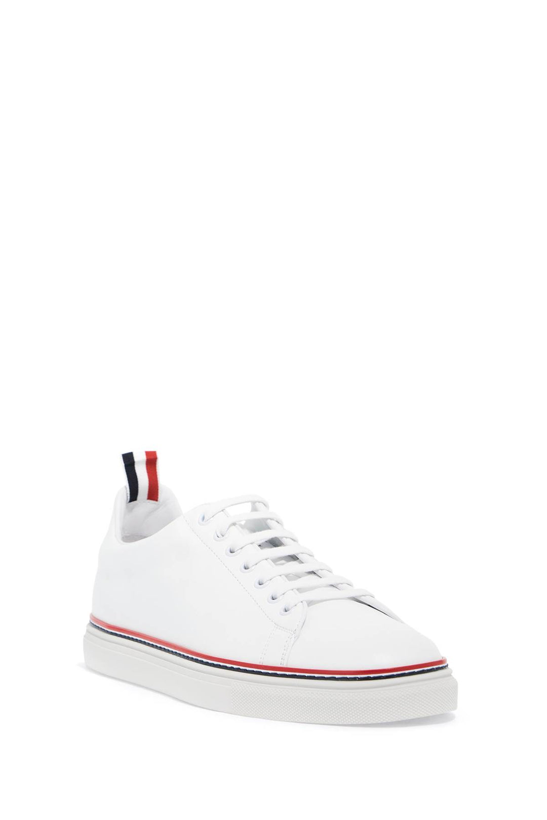 Sneakers In Pelle Liscia Con Dettaglio Tricolore