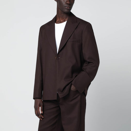 Seydou Mud-Colored Jacket In Wool Blend Twill