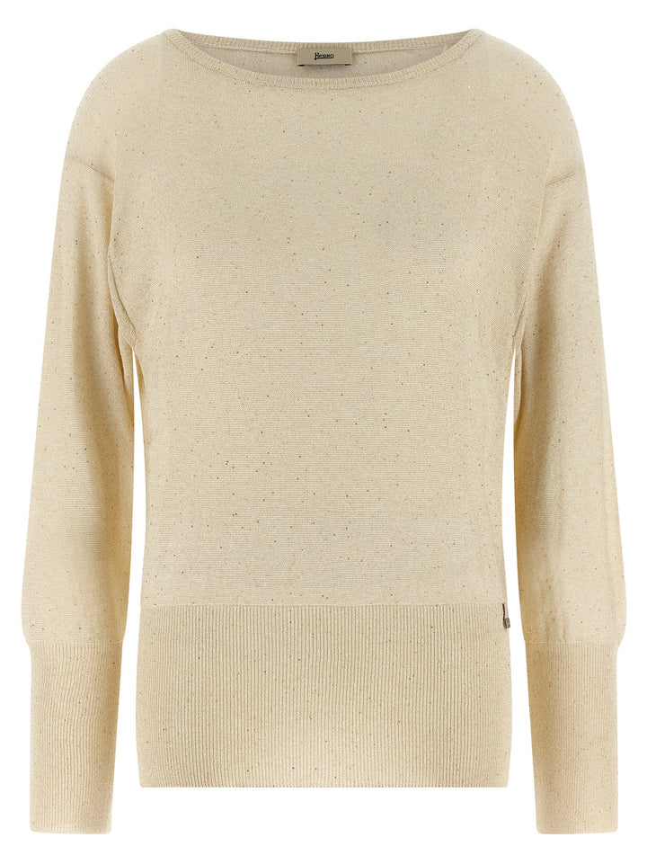 Herno Lamé And Sequin Yarn Sweater Sweaters and Cardigans - Beige | 5e49645f94e737c4dbb8119082e59a6e5ee0ccaf