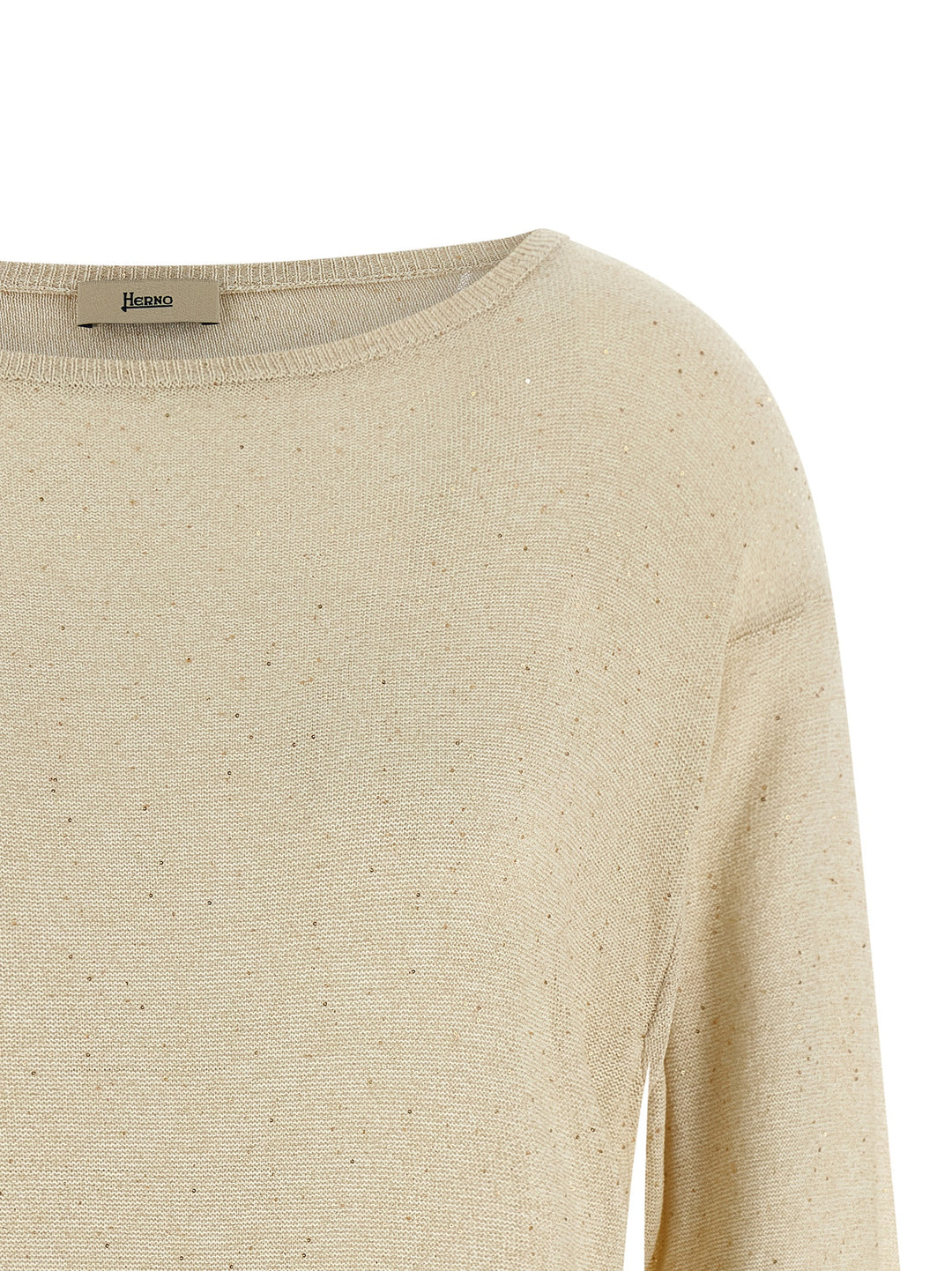 Herno Lamé And Sequin Yarn Sweater Sweaters and Cardigans - Beige | b34c2c5d9fc51b51cbfc08b5eb69e2eed50a2e57