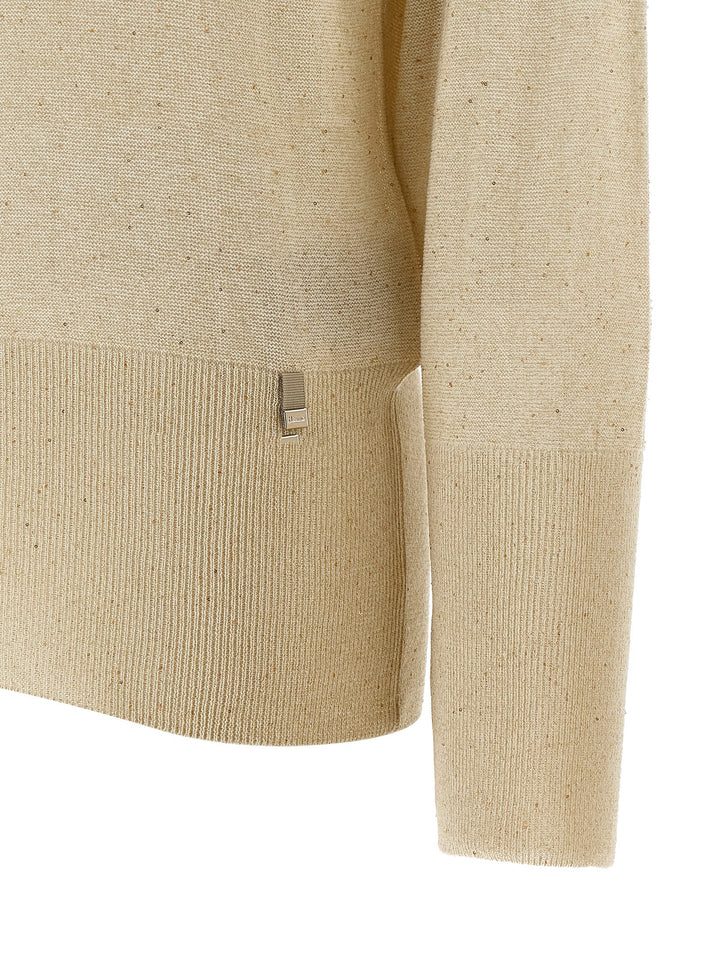 Herno Lamé And Sequin Yarn Sweater Sweaters and Cardigans - Beige | 1561d678d4ada8e51ee4a6cc63816668734fbe19