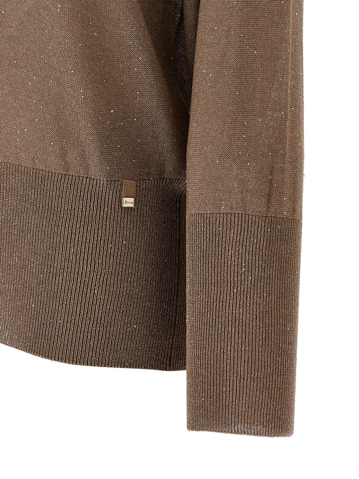 Herno Lamé And Sequin Yarn Sweater Sweaters and Cardigans - Brown | 8ba7ee03a0acc826b08f4c09876f129084efb899
