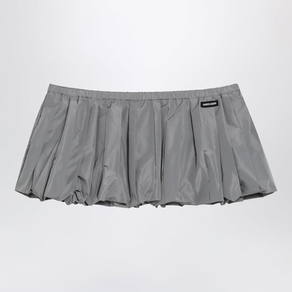 Pleated Balloon Tec Canvas Miniskirt In Lead Grey
